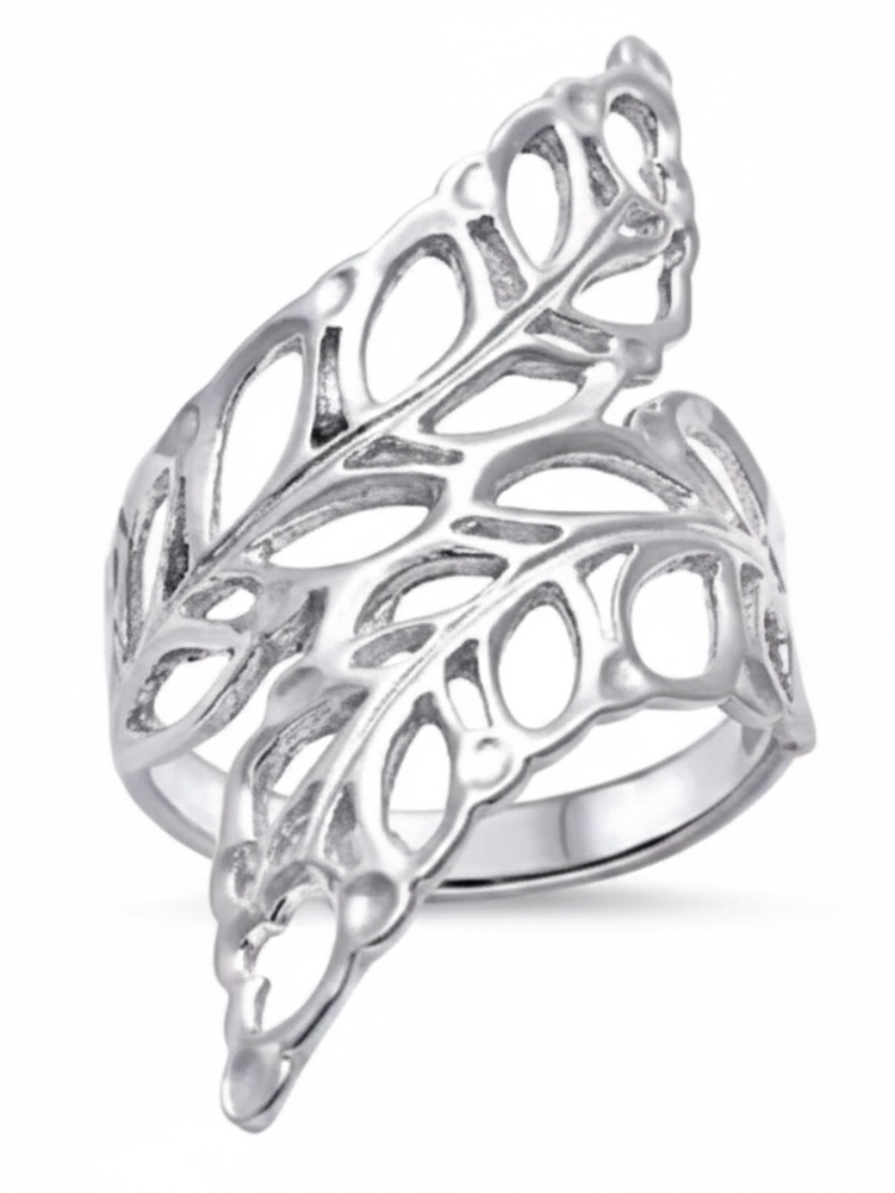 Womens Sterling Silver .25 Filigree Leaf Ring Size 6